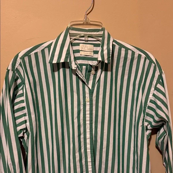 J Crew Women’s Green and White Striped Button down Shirt - Picture 3 of 9